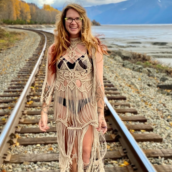 Handmade Macrame Crochet Dress Form Fitting Designer - Picture 14 of 16